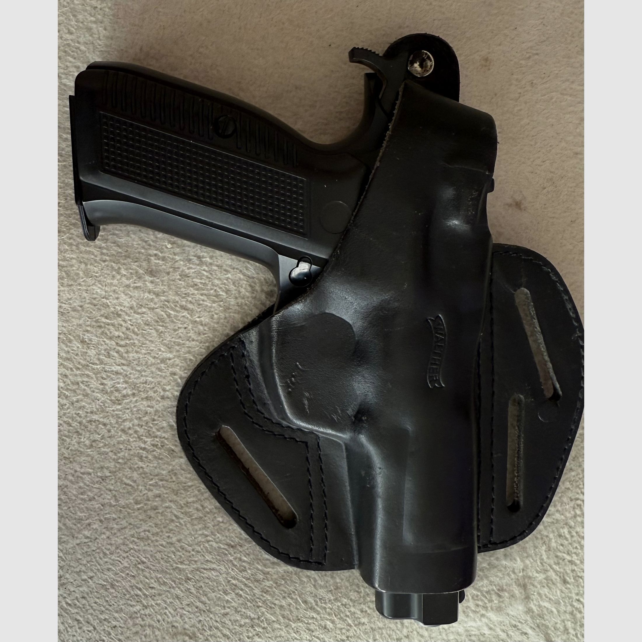 Lederholster Pancake, Walther, Leder schwarz, für CZ75, M75, Tanfoglio u.ä. Modelle 