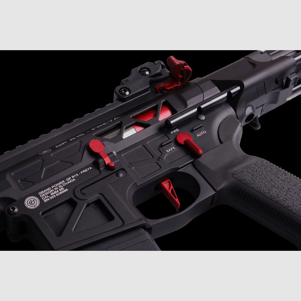 GP R15 FREYA ALPHA Full Skeleton PDW 13" gen.2 M-LOK Czarny/Czerwony S-AEG 18+ -F- | Delta Armory