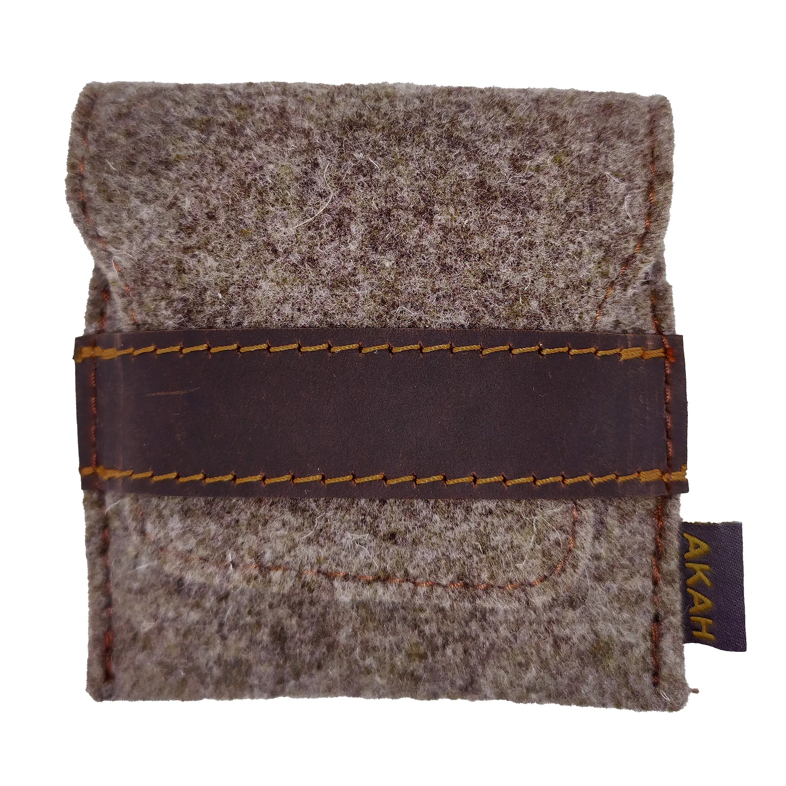 AKAH Felt Cartridge Case made of Natural Wool Felt with Leather Closure for 5 Rifle Cartridges