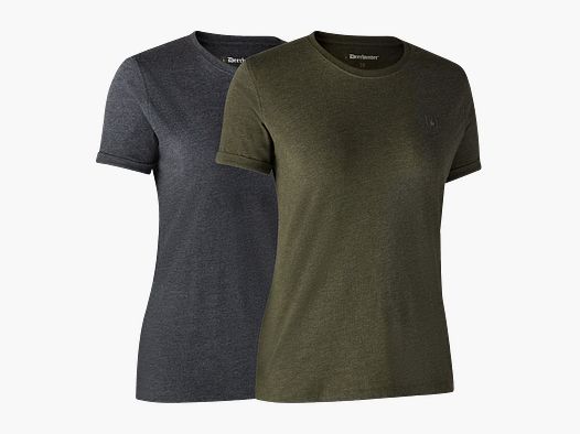 Ladies Basis T-shirt im 2er-Pack - Adventure Green Melange – Kleidergröße Damen: 38