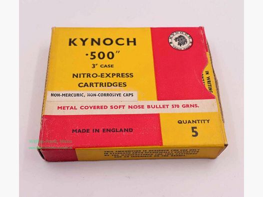 Kynoch, Inghilterra cartucce per fucile .500/3''/Rim