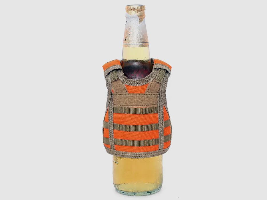 Mini protective vest for beer bottle / wine bottle / thermos bottle - orange red