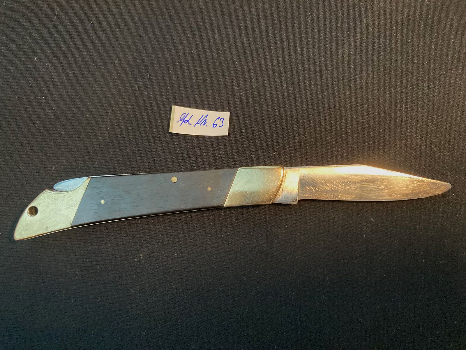 Zweihandmesser, Klappmesser, Jagdmesser, Taschenmesser, Feststellung, Holzgriff, Messingbeschläge, Gebrauchsmesser, Messing