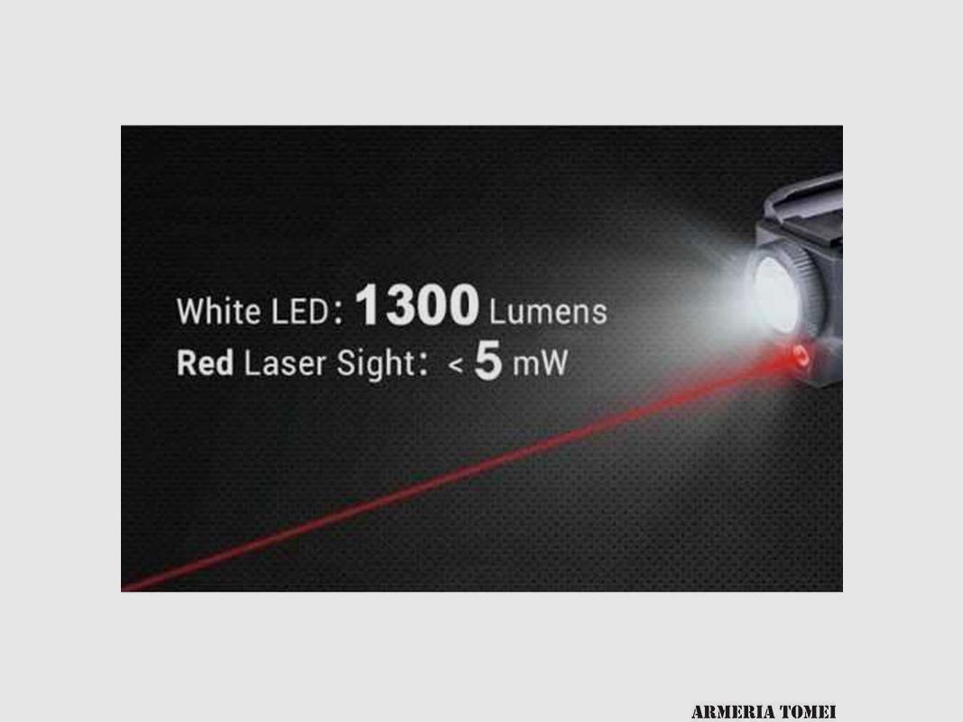 NEXTORCH – WL23R ZAKLAMP VOOR PISTOOL MET RODE LASER 1300 LUMEN LED, afbeelding 4 van 4