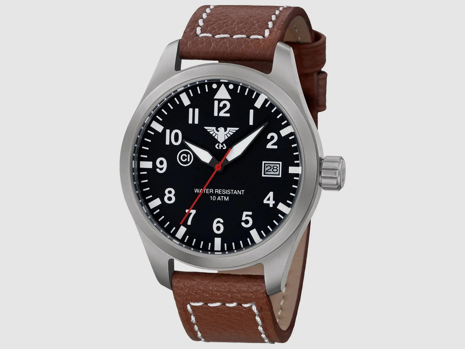 KHS KHS Armbanduhr Airleader Steel Büffellederband