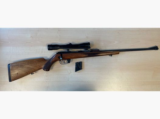 Rep. rifle Walther Cal. .22 Hornet with scope Nickel Supra 4x36 L8i