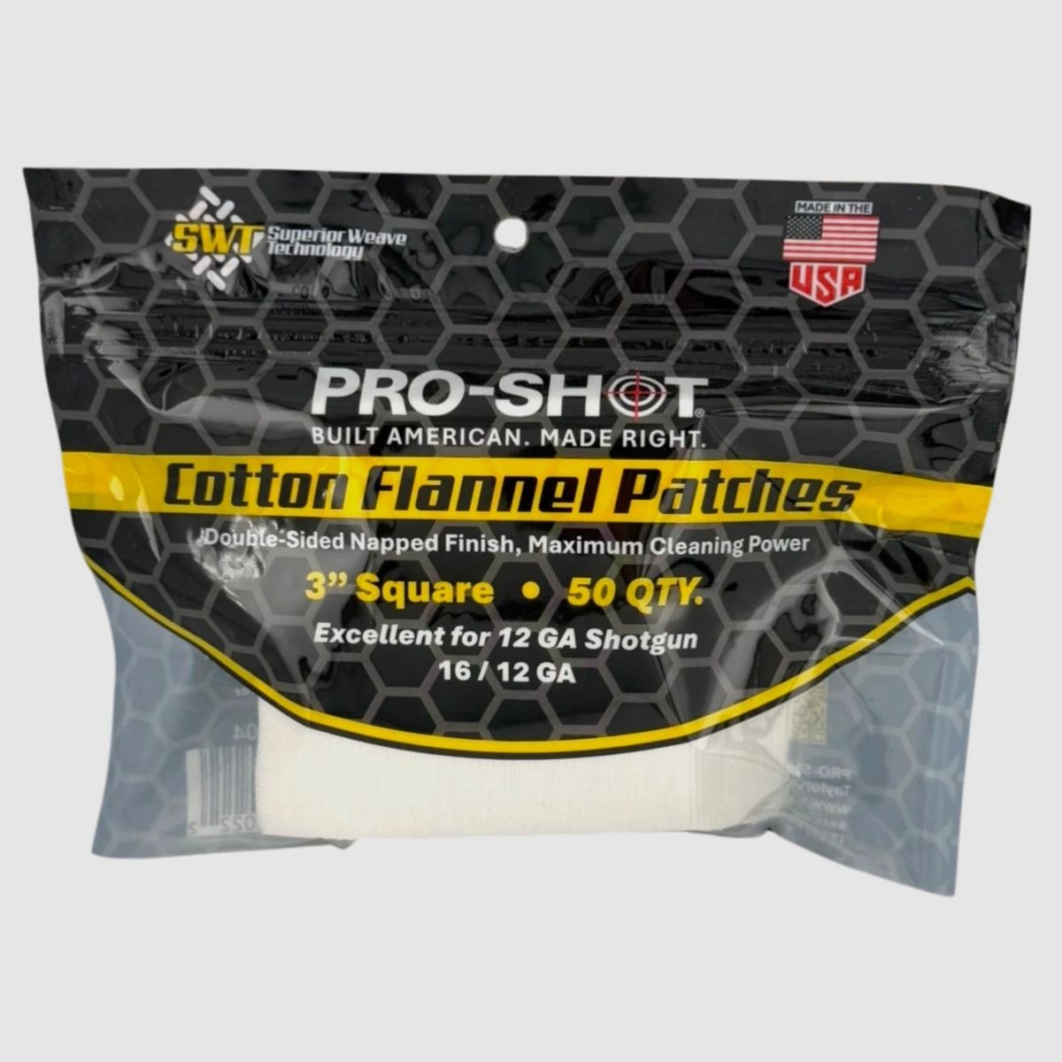 PRO SHOT 3" QUADRATISCHE BAUMWOLLPATCHES 12 - 16 GA