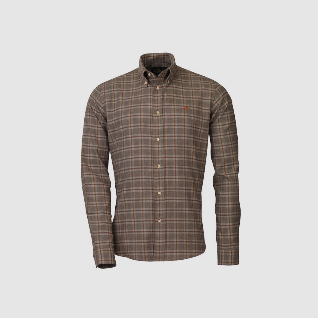 LAKSEN ESSEX CHECK COTTON WOOL SKJORTE, OLIVE