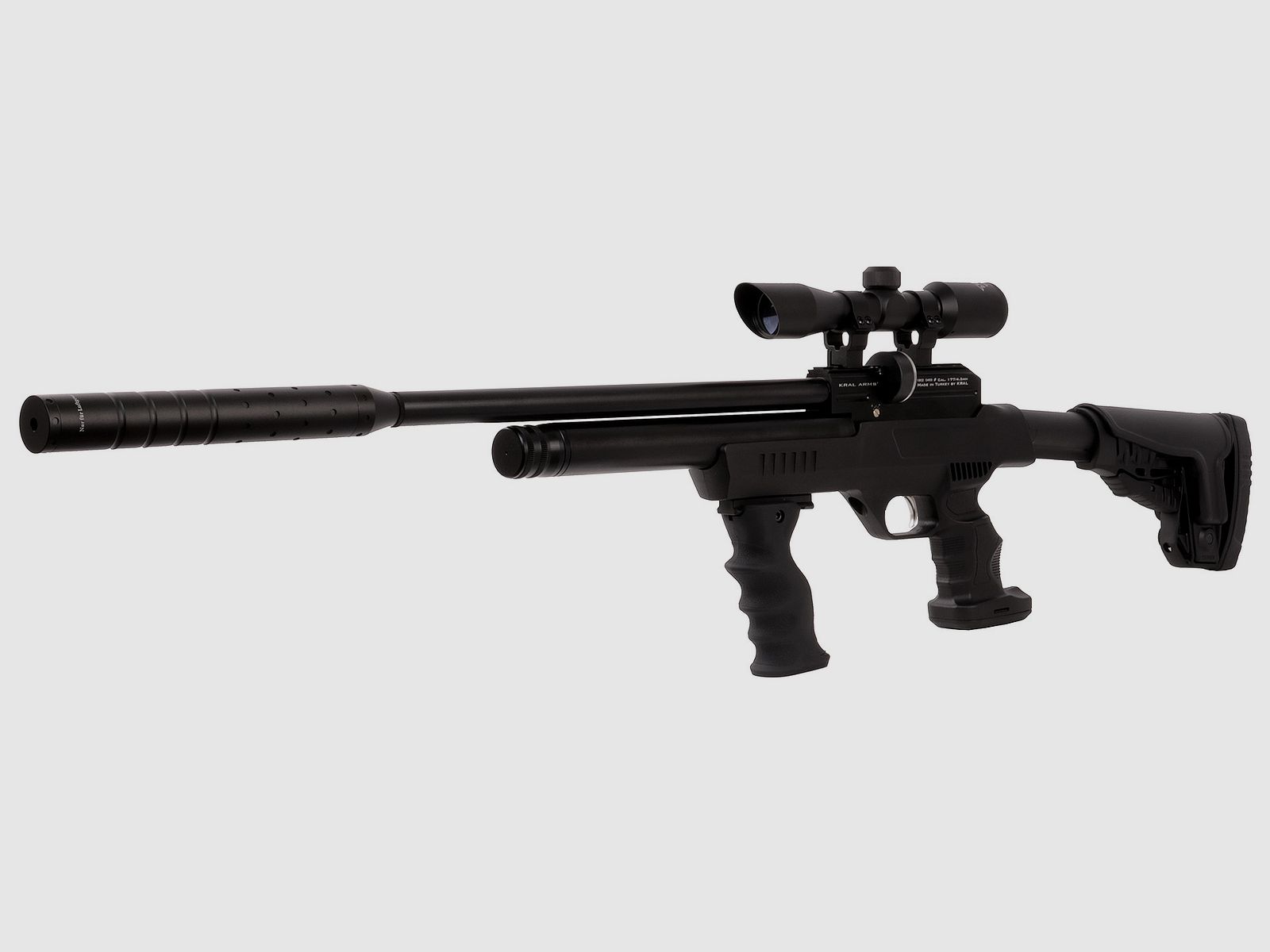 Pressluftgewehr Kral Arms Puncher NP-03 Carbine SWS-Set inklusive Zielfernrohr SchalldĂ¤mpfer und Combat-Griff Kaliber 4,5 mm (P18)