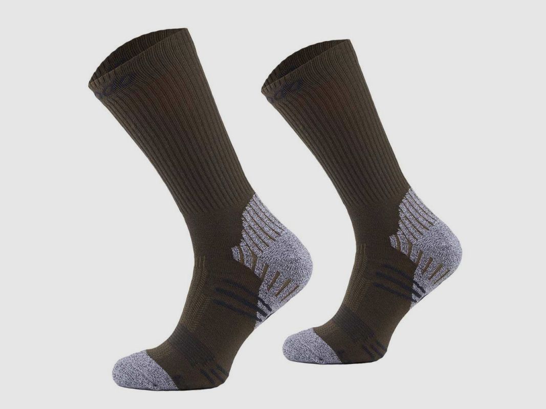 Calcetines técnicos caqui/grises para caza y actividades al aire libre, imagen 2 de 7
