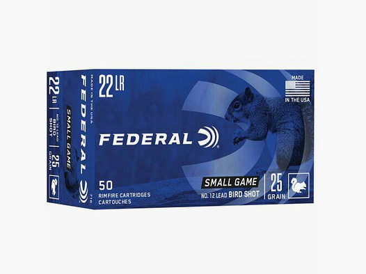 Munitions Federal .22lr 25gr No.12 Plomb Cartouches pour Oiseaux (Fusil)