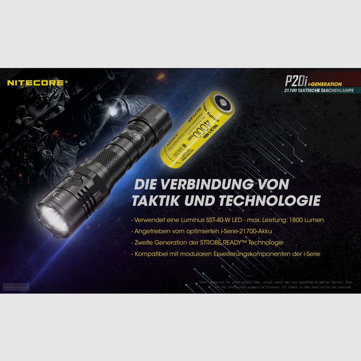 Nitecore P20I Taschenlampe P20i 1800 Lumen