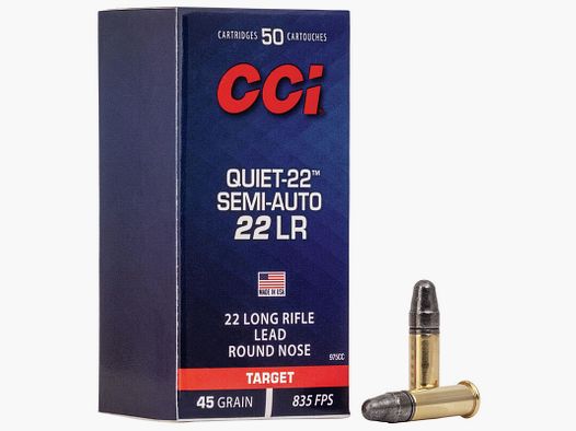 CCI Quiet-22 Semi-Auto .22 LR 45GR LRN 50 cartouches