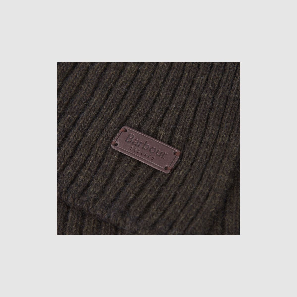 BARBOUR Gładki Wełniany Szalik Oliwkowy