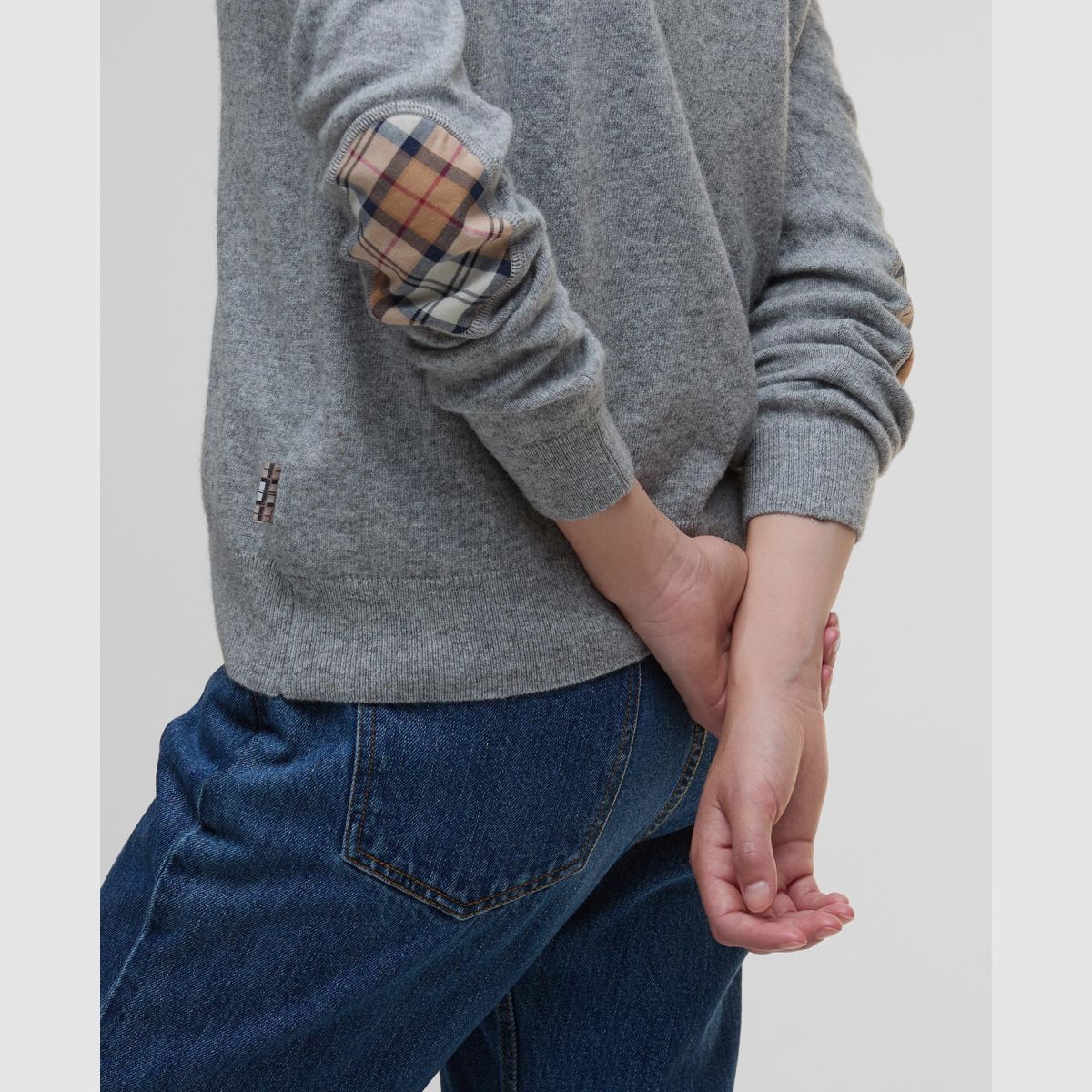 BARBOUR Cardigan Pendle Grey Marl/Hessian Tartan