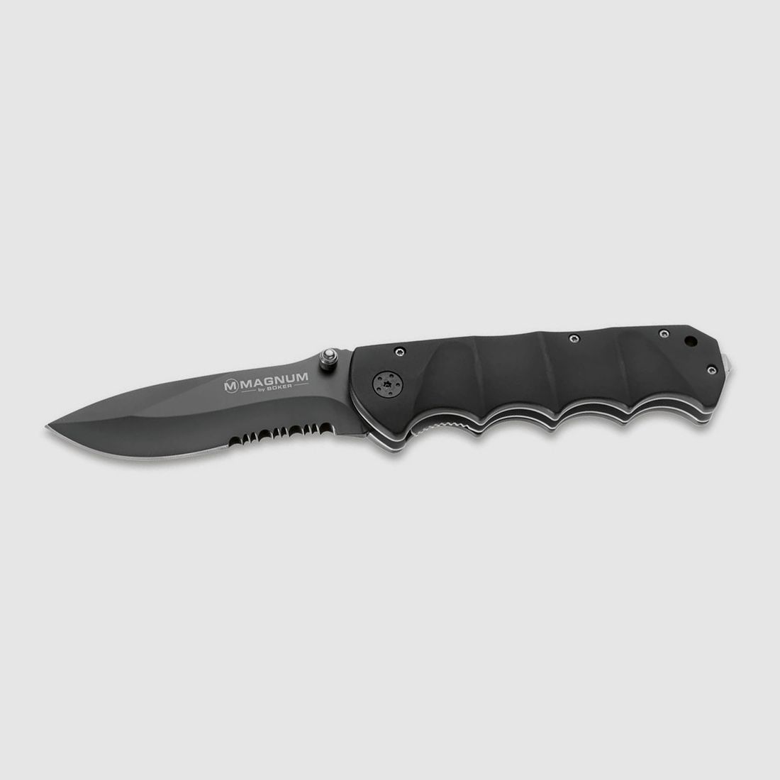 Einhandmesser Magnum Black Spear Stahl 440A KlingenlĂ¤nge 10,0 cm Aluminium-Griff (P18)