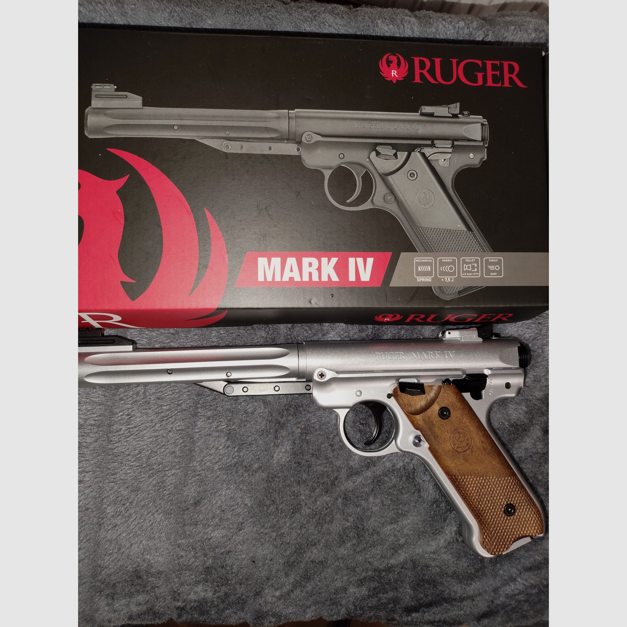Ruger Mark 4 Hunter Luchtpistool 4,5 Diabolo Zilver