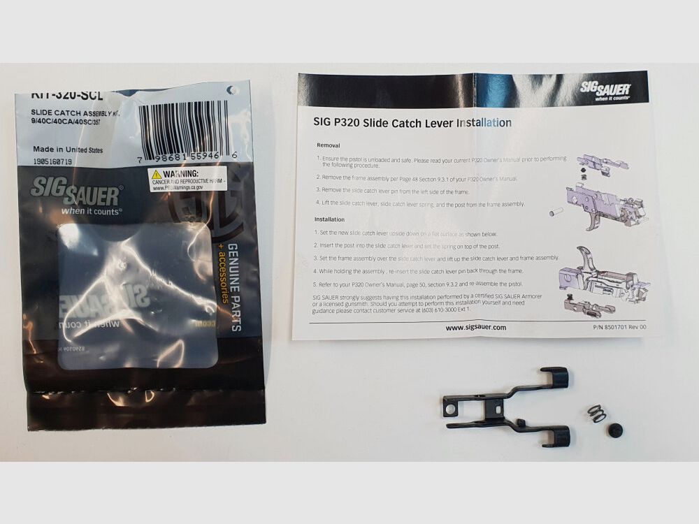 SIG SAUER P320 COMPACT Pistolet 9/357/40 CATCH DE GLISSIÈRE AMBIDEXTRE