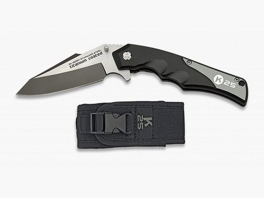 K25 coltello pieghevole con lama inclinata incluso custodia in nylon
