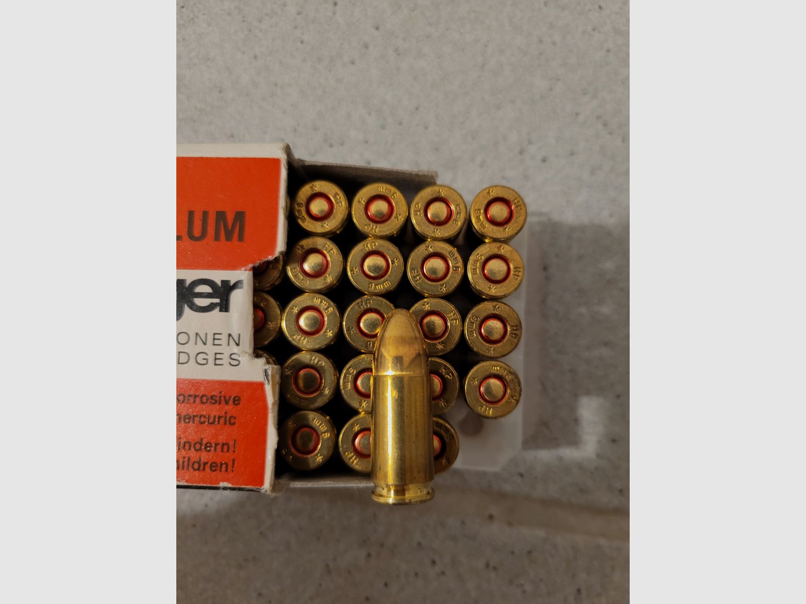 50 Schuss VM FMJ 9x19mm 9mm Luger Parabellum von Hirtenberg