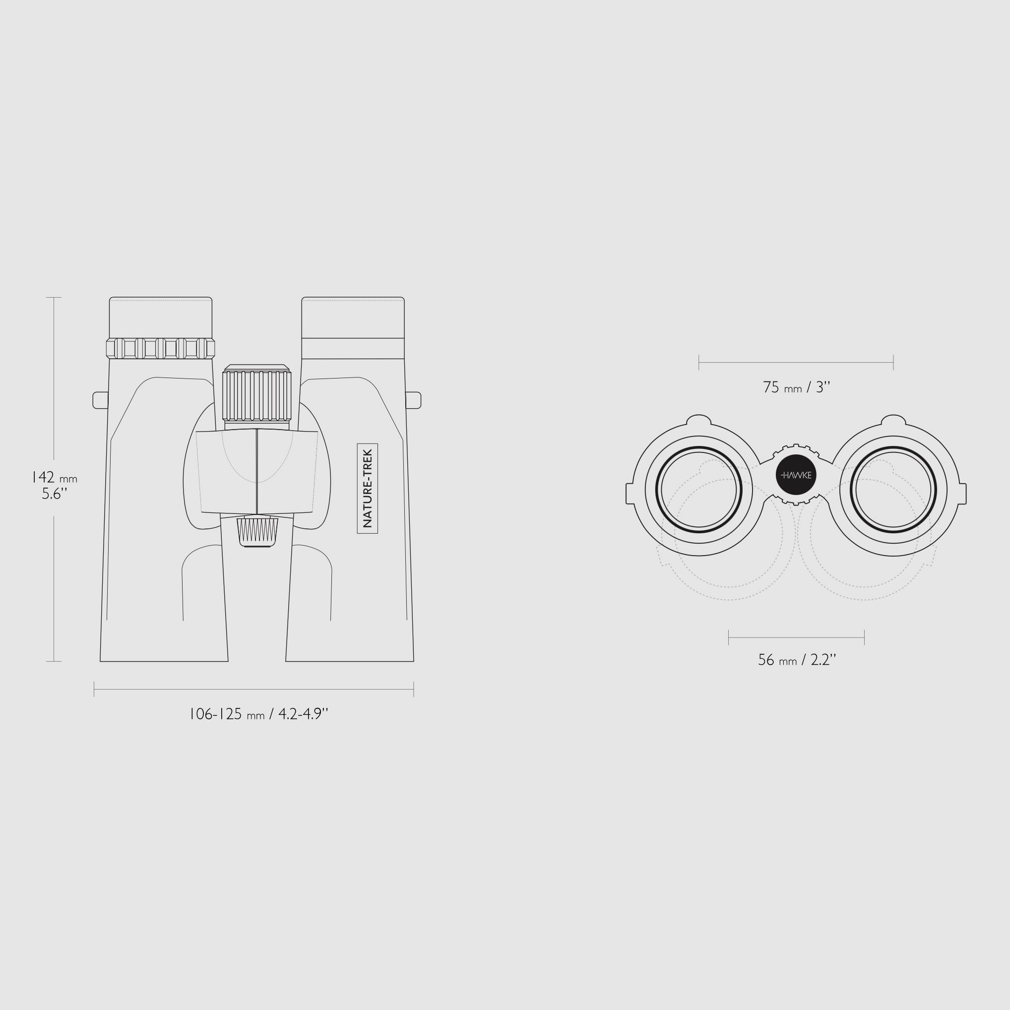 HAWKE 35103 Nature Trek Fernglas 10x42 FMC Wasserdicht mit Tasche und Riemen