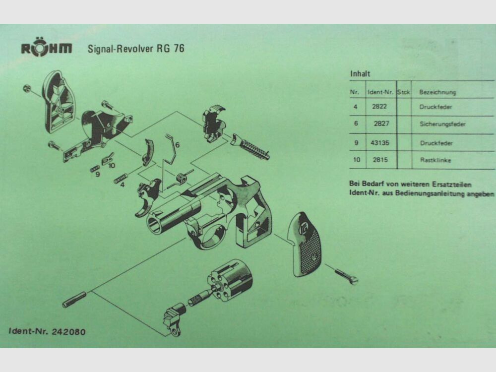 Röhm 76 Ersatzteile für Signal-Revolver RG 76