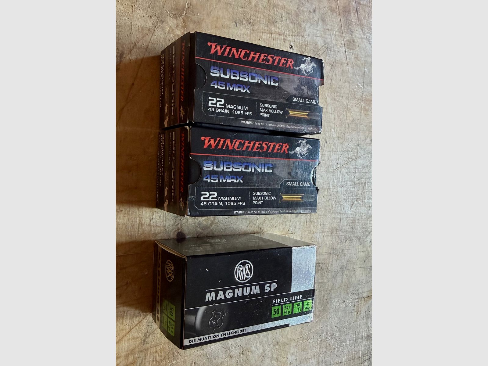 Munitie kaliber .22 WMR Winchester Subsonic en RWS Magnum SP