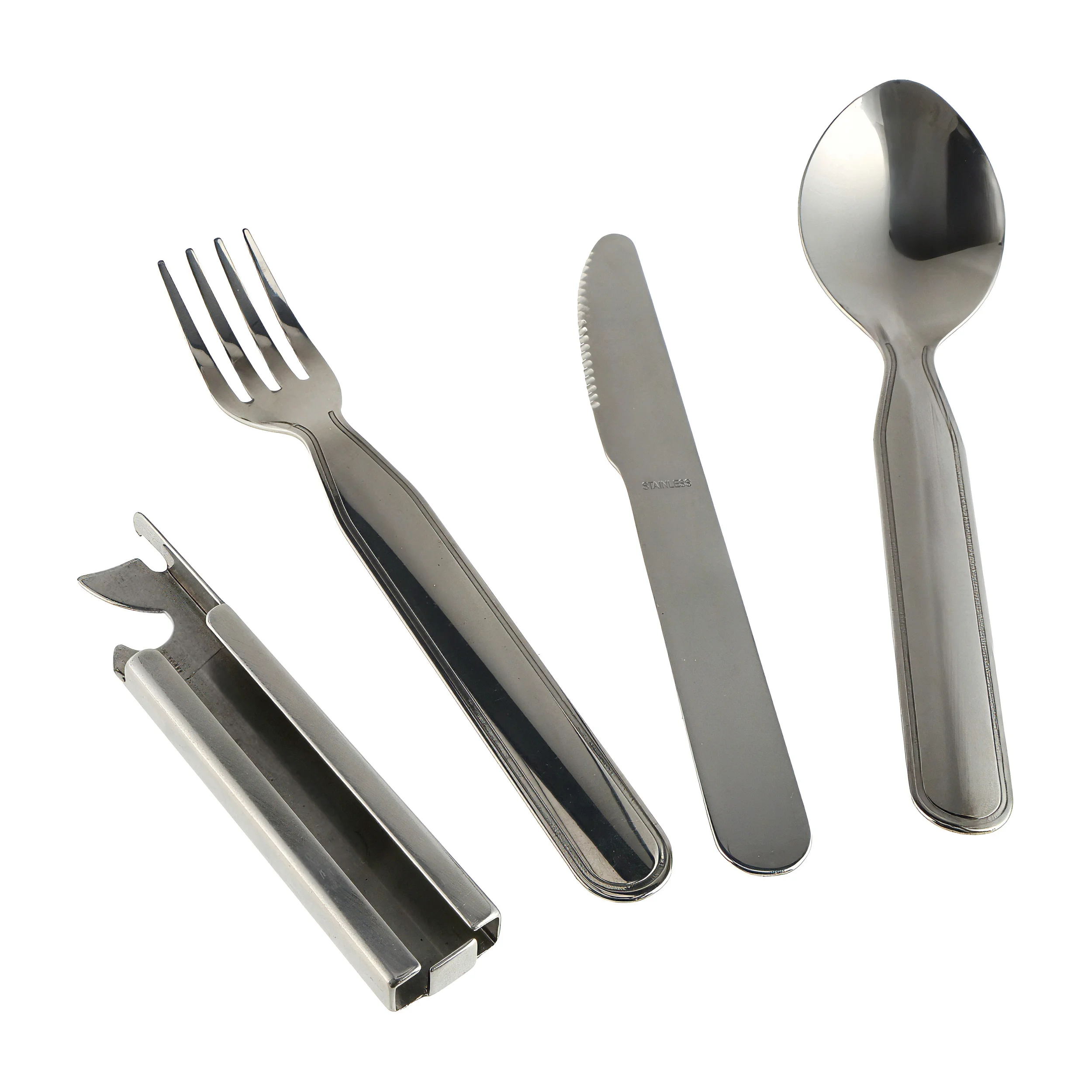 Outrest Foodkit 4w1 - Wojskowy Niezbędnik Turystyczny ze Stali Nierdzewnej z Etui (K704F), zdjęcie 2 z 20