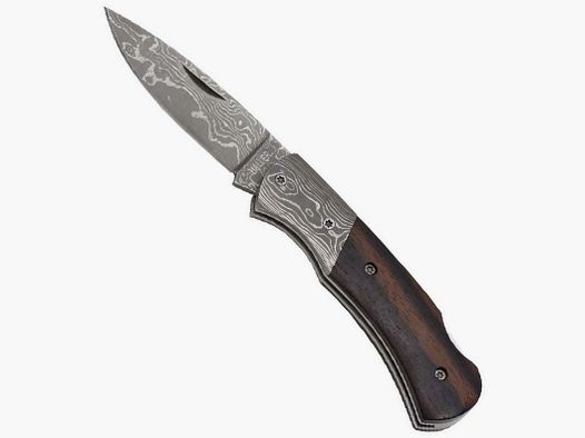 Damast-Taschenmesser mit Ebenholz-Griff