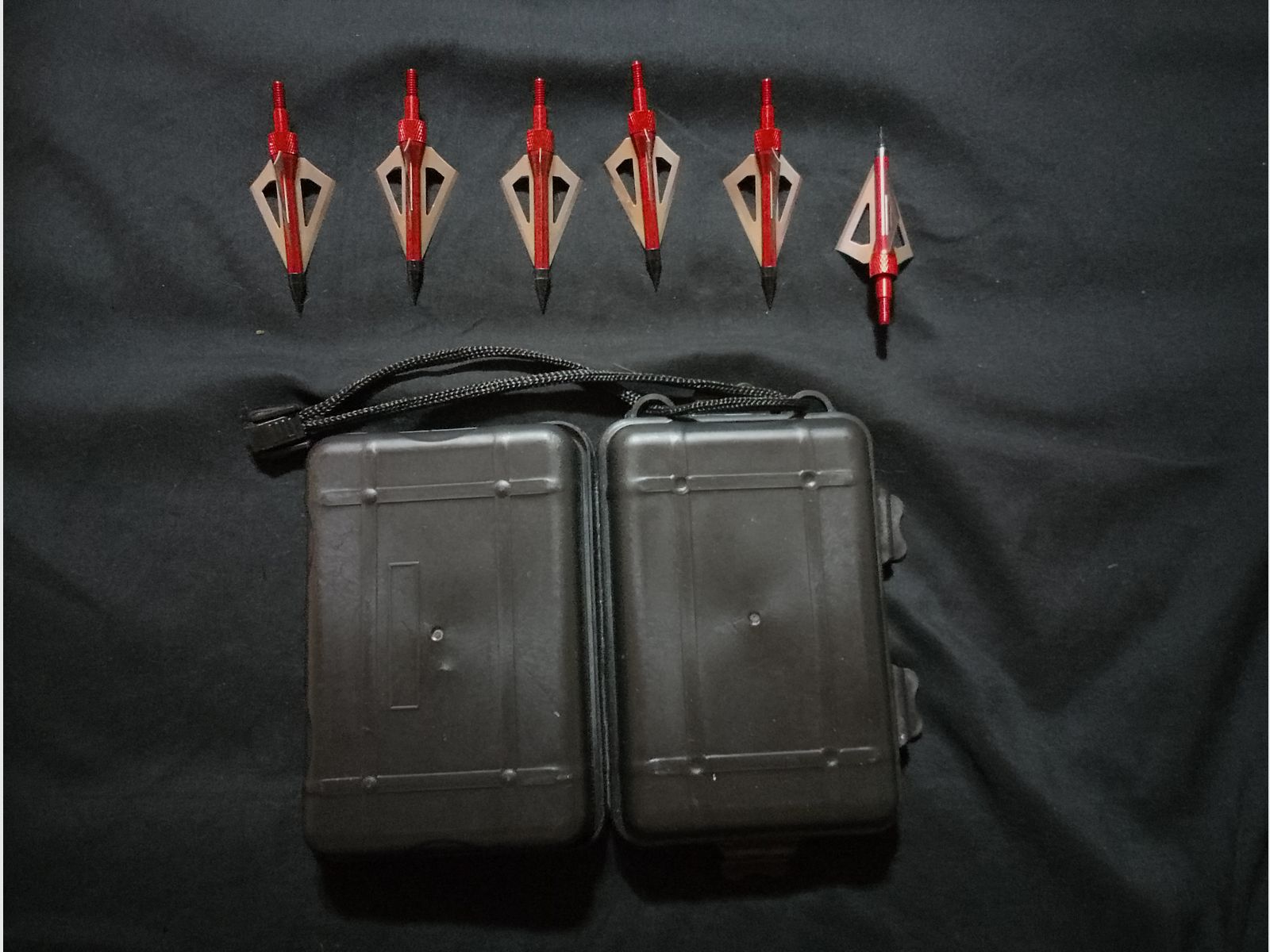 Jagtspitzen Set jagt spitzen Pfeile rot 6er Pack mit Box Pfeilspitzen