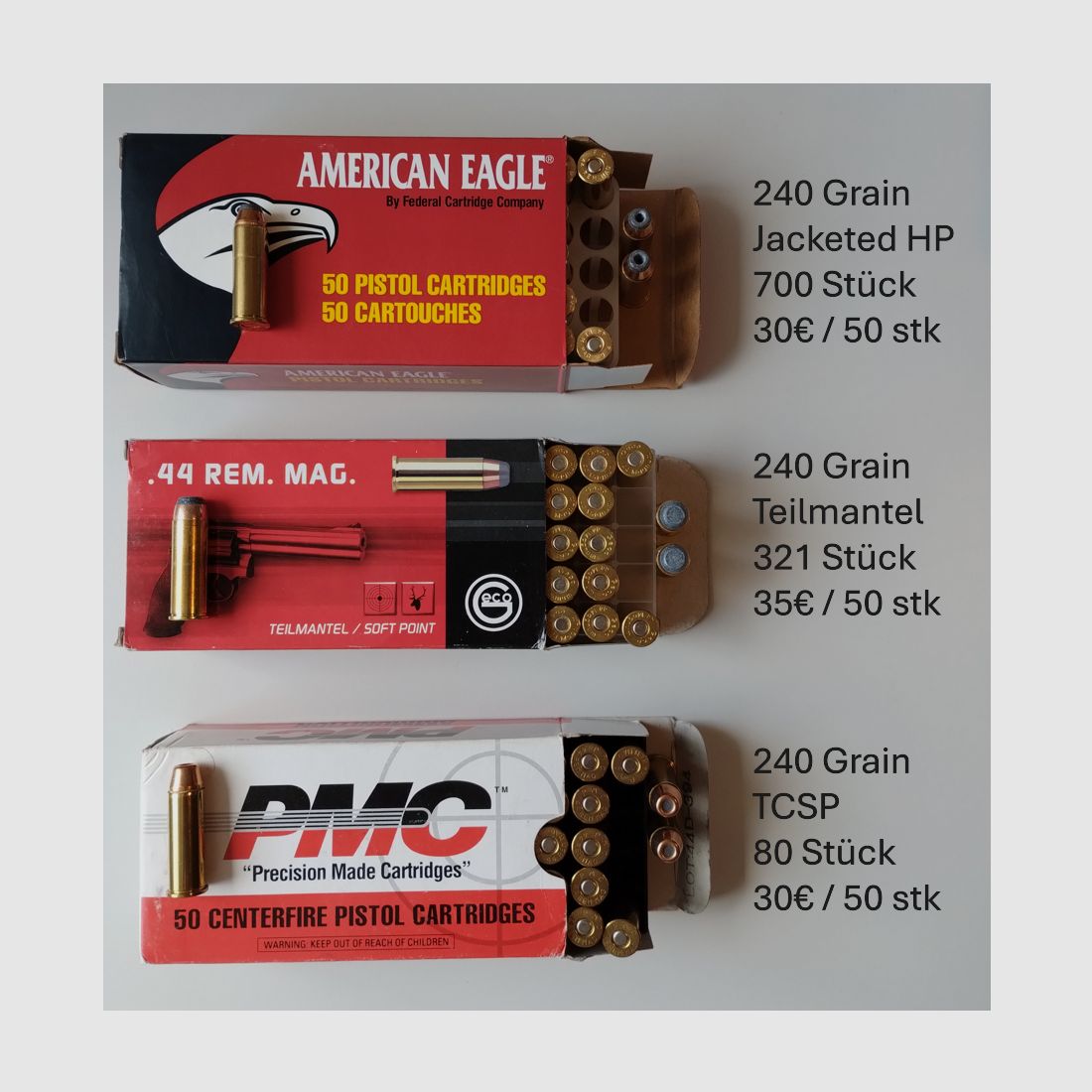 .44 Magnum: Federal, Norma, Geco, Magtech, Magtech, PMC