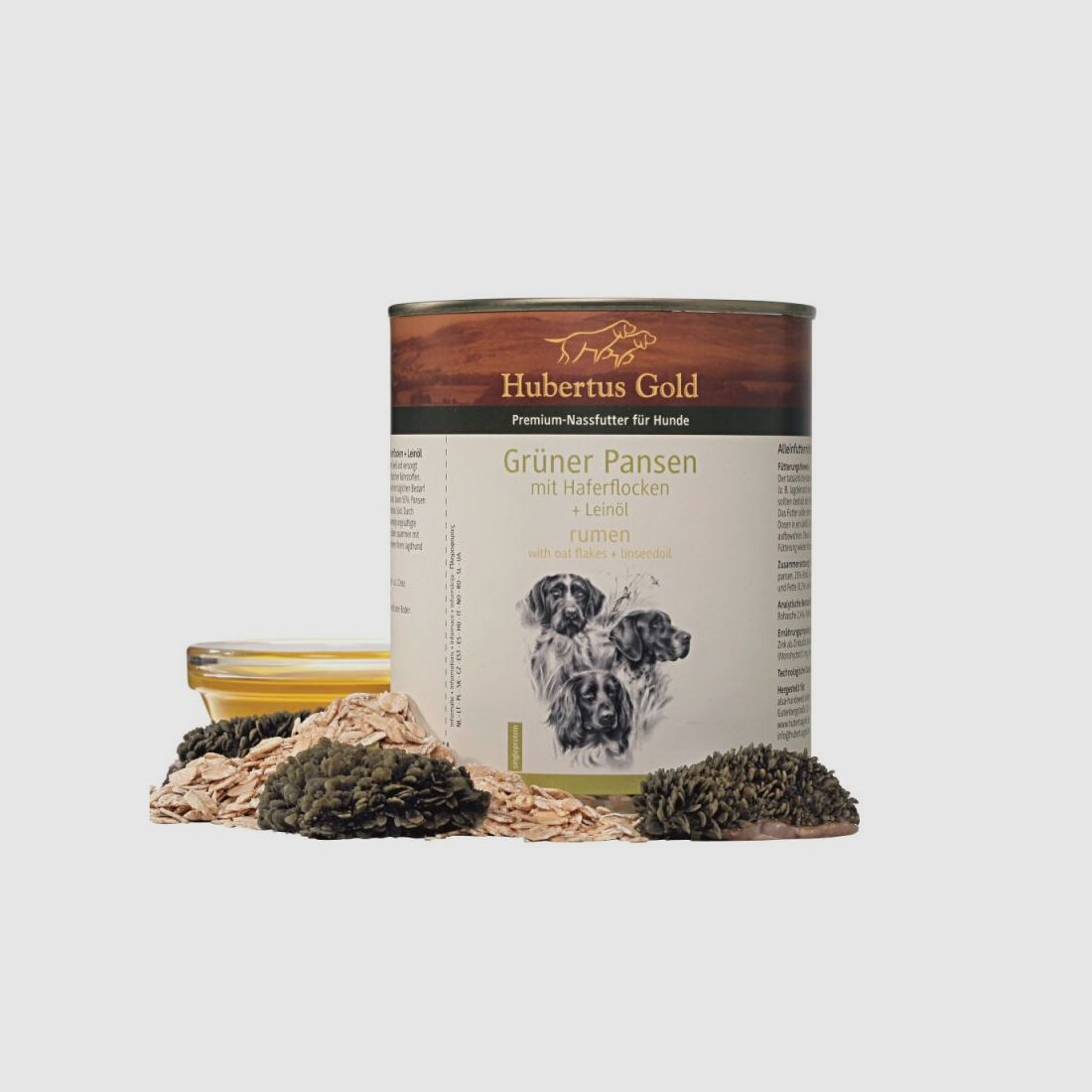 Hubertus Gold Premium-Nassfutter Grüner Pansen mit Haferflocken + Leinöl 800g