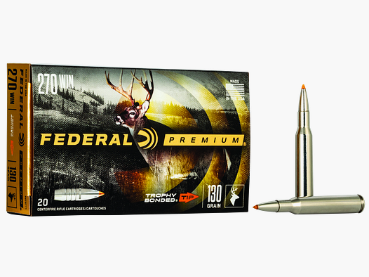Federal Rifle Ammunition Premium .270 Win. 8.4g Trophy Bonded Tip Vital Shok