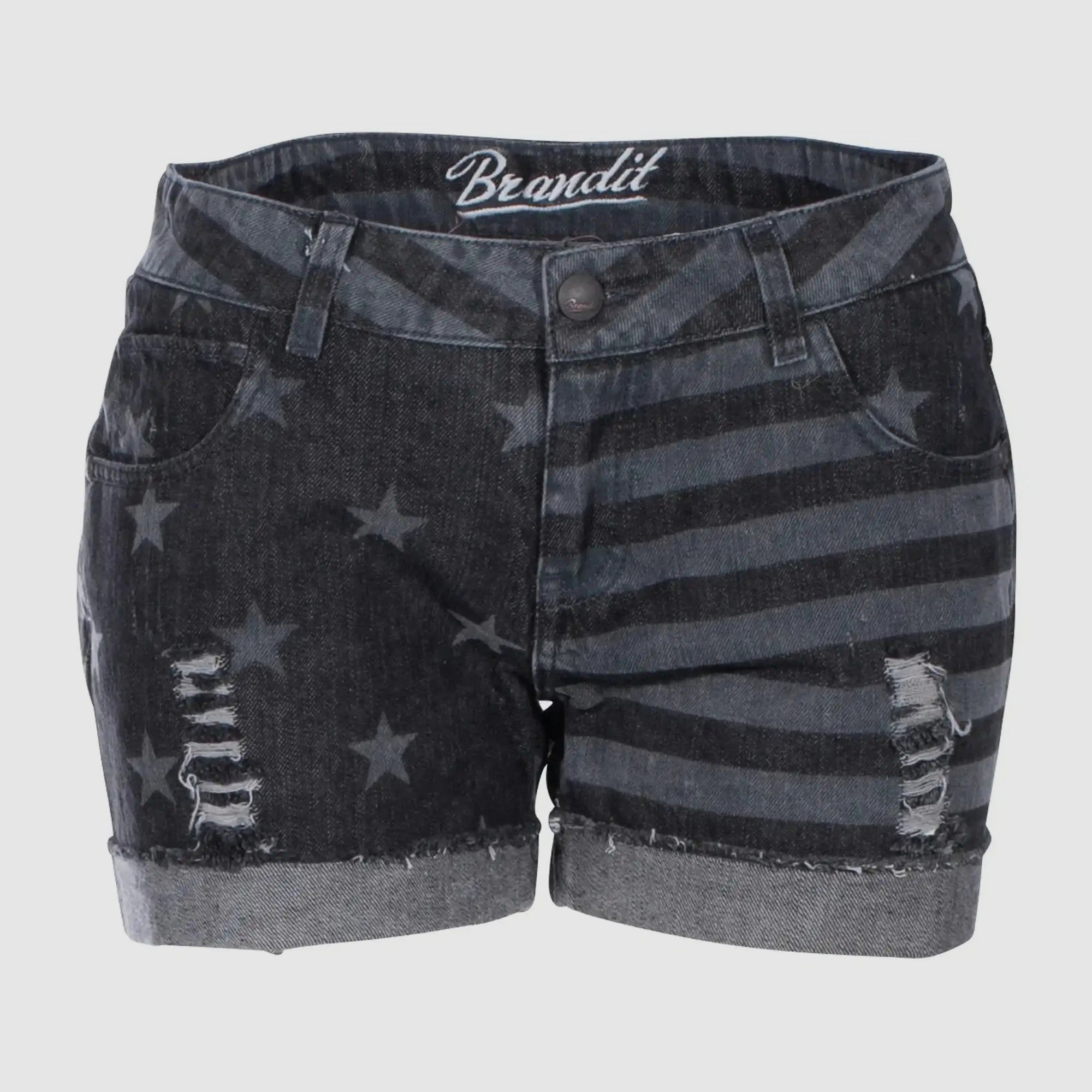 Brandit Brandit Hotpants Denim Stars and Stripes - Grau / XXS Damen