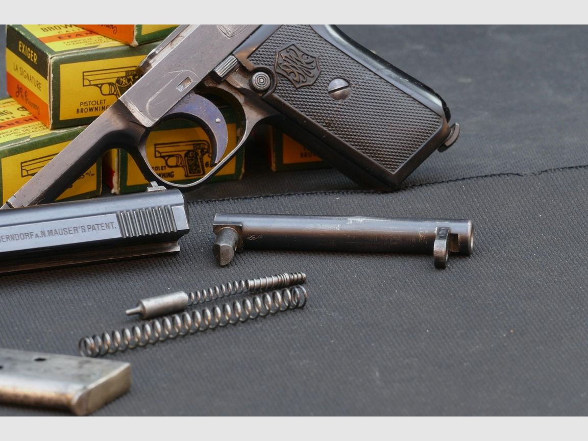Mauser 1910, 765mm Browning, Ersatzteilträger, Lauf aufgebaucht.
