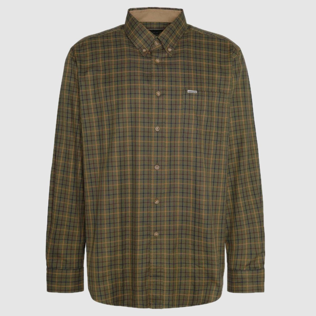 Camisa BARBOUR Tattersall Verde Oliva Medio Ajuste Cómodo