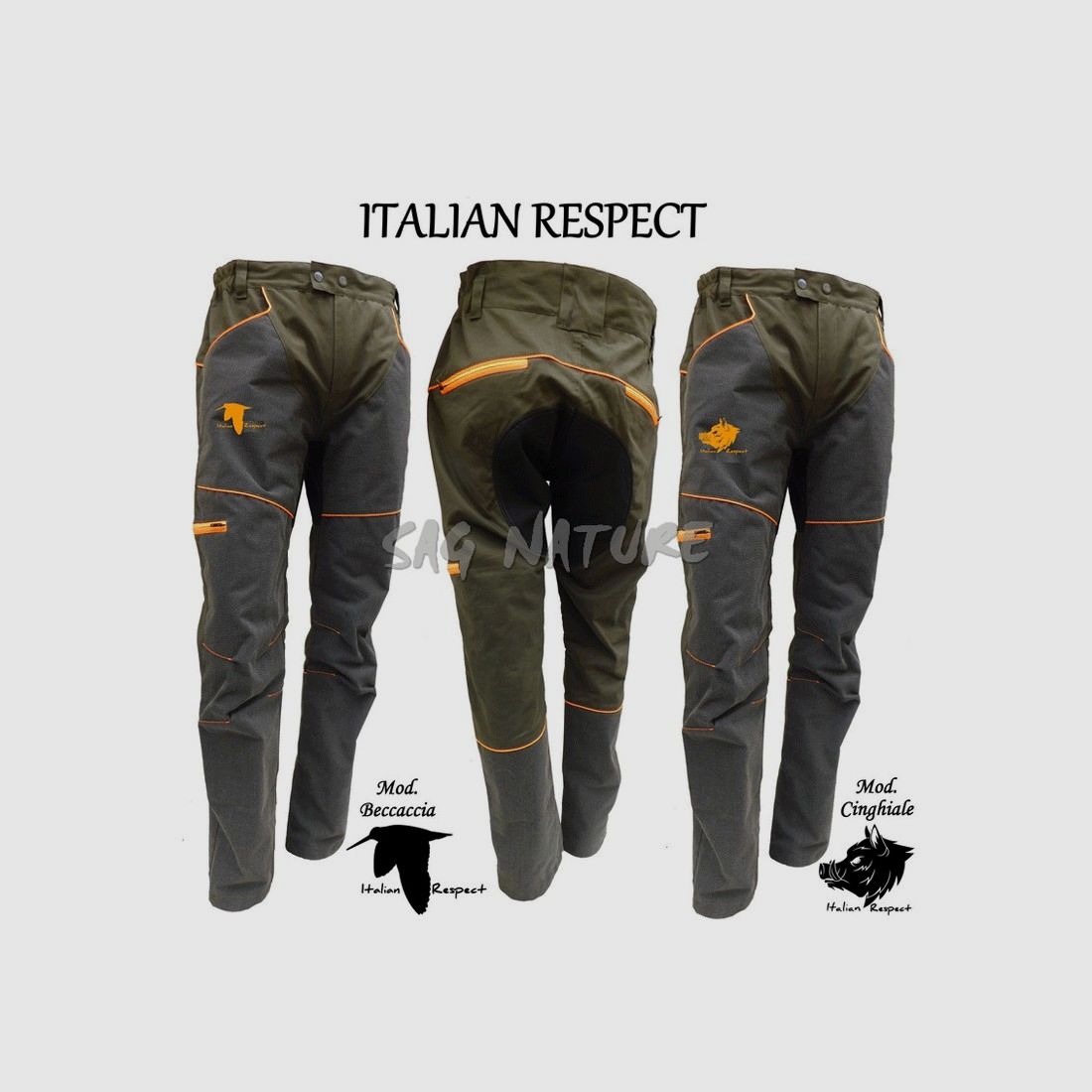 SAGNATURE BROEK ITALIAN RESPECT IN KATOEN - CINGHIALE