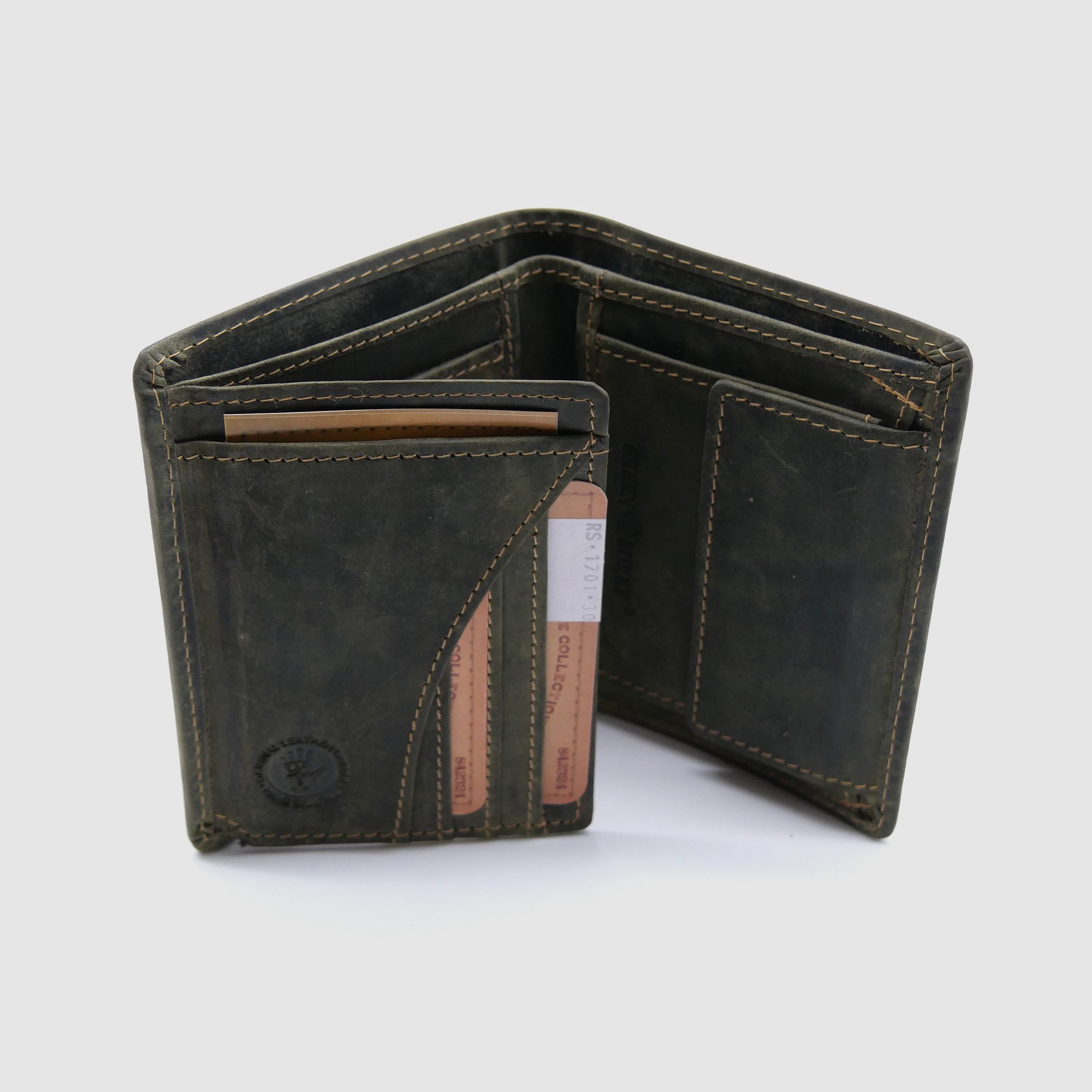 Greenburry Leder Geldbörse oliv Vintage Animal Collection Royal Stag Hirsch 1701-RS-30