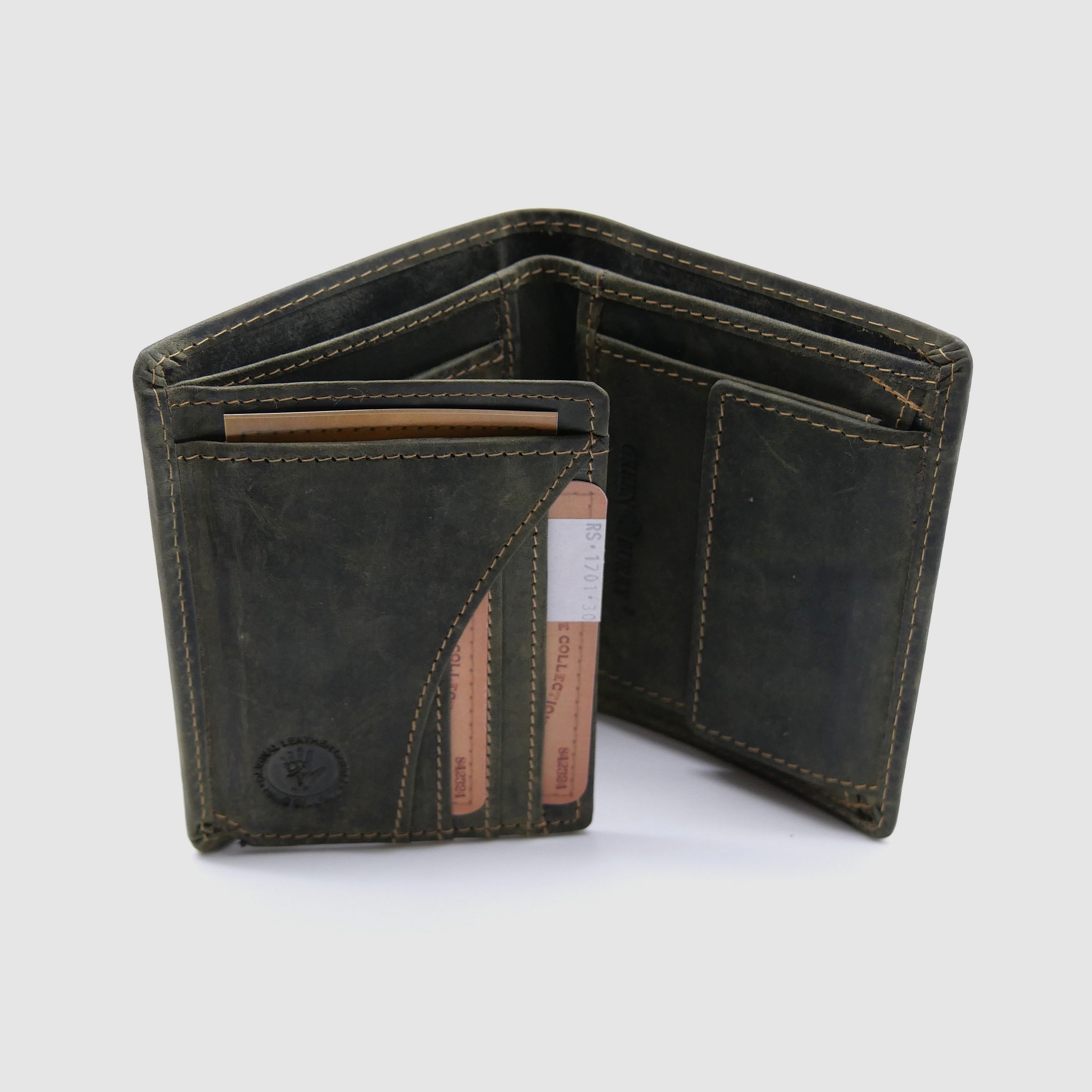 Greenburry Leder Geldbörse oliv Vintage Animal Collection Royal Stag Hirsch 1701-RS-30