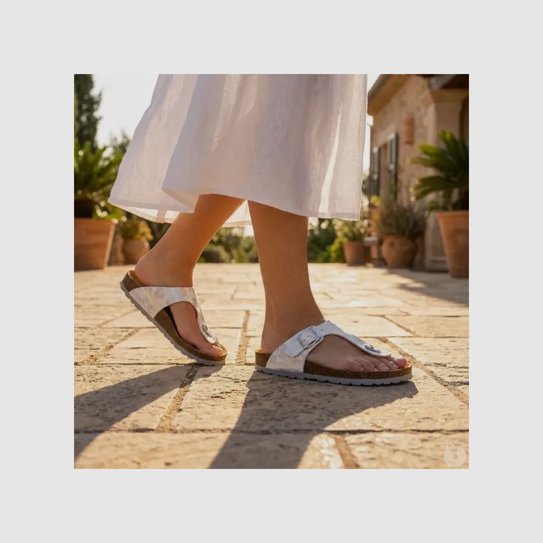 Sandalen Palmiers Byal aus Weißem und Silbernem Leder - Damen - Ayoka, Bild 4 von 11