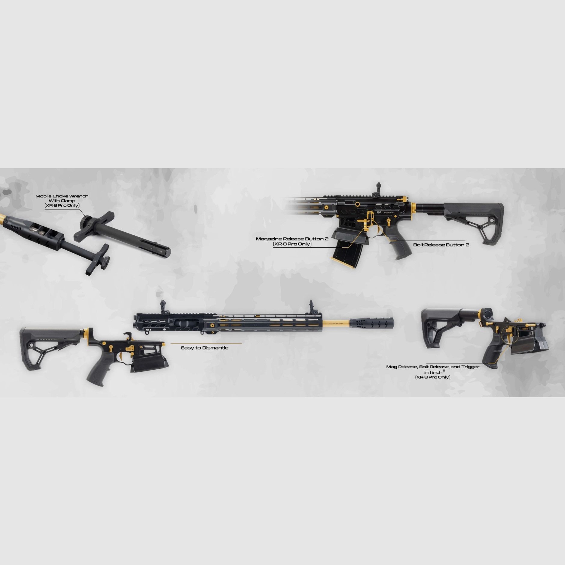 halfautom. Geweer met kastenmagazijn HUGLU XR 8 PRO GOLD Kaliber 12/76 - IPSC - Meerdistantie - Snelheid