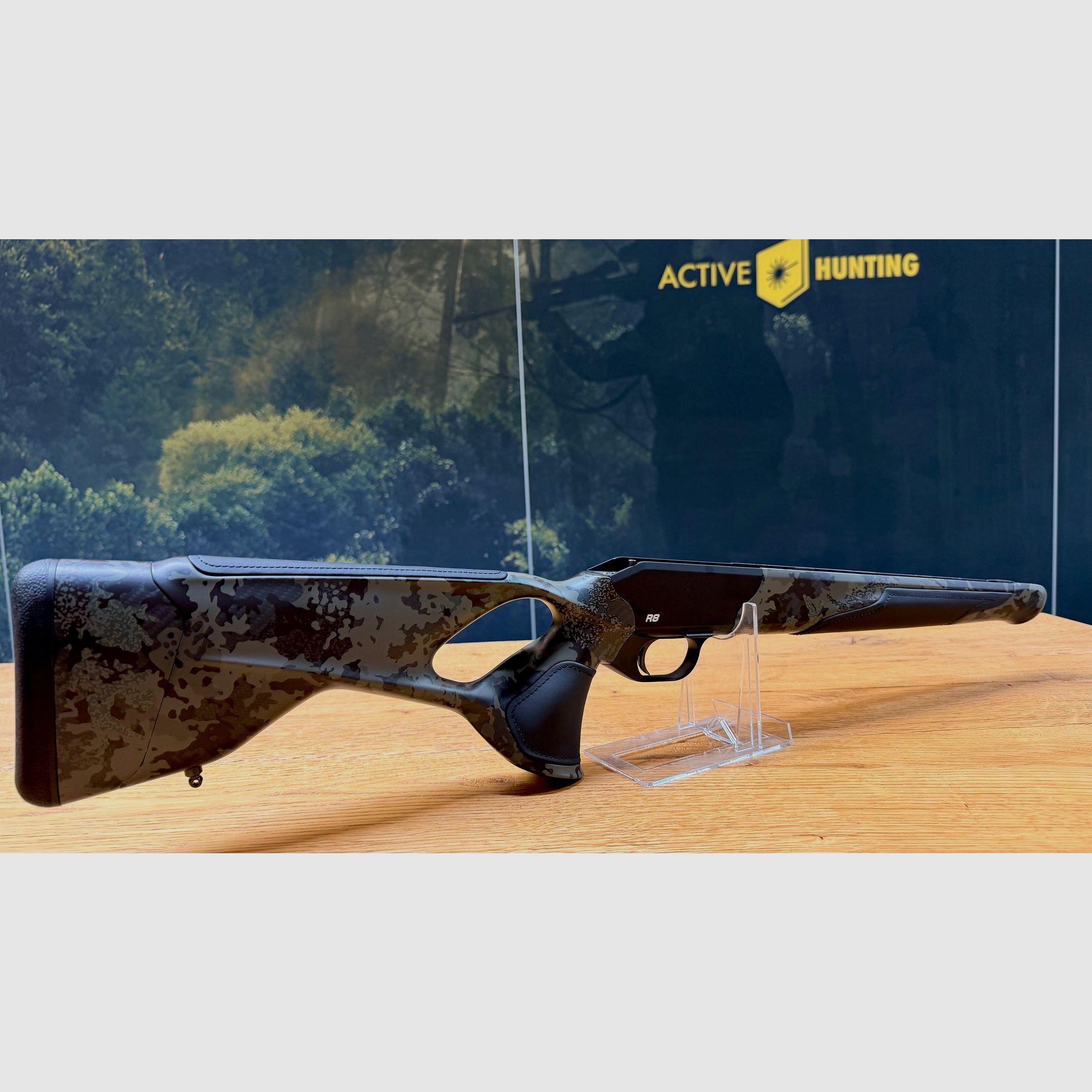 Blaser R8 Ultimate Carbon Huntec Camo carcasa / Atzl Match-caza disparador / Logo plata / Peso semi