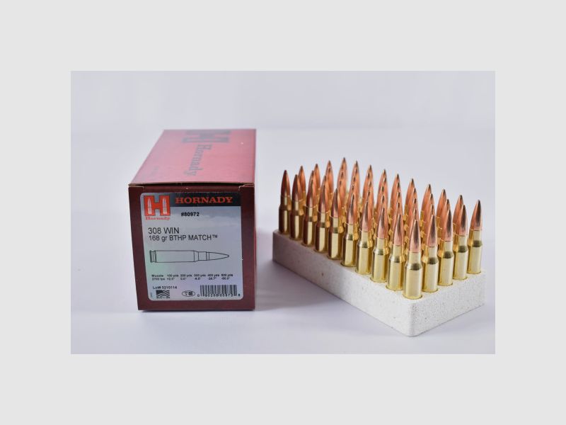 Hornady .308Win 168grs BTHP Match 50STK Munition bleihaltig