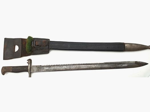 Vetterli Original Vetterli Bajonett mit Sägezähnen und grünem Fell an der Schiede