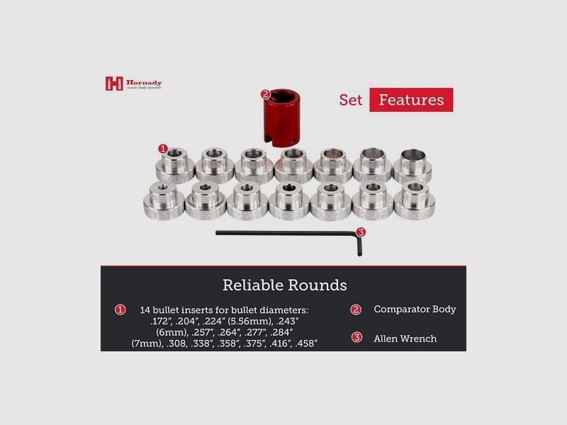 Hornady Lock-N-Load® Bullet Comparator Set with 14 Inserts #B14