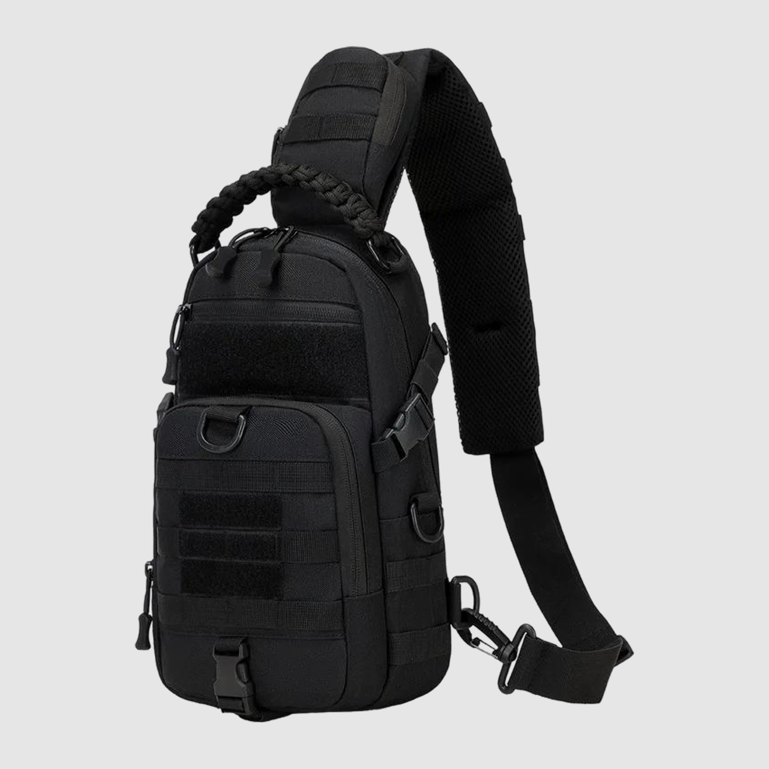 Taktischer Sling Rucksack: EDC Crossbody-Rucksack mit MOLLE und verdecktem Waffenfach (Schwarz)