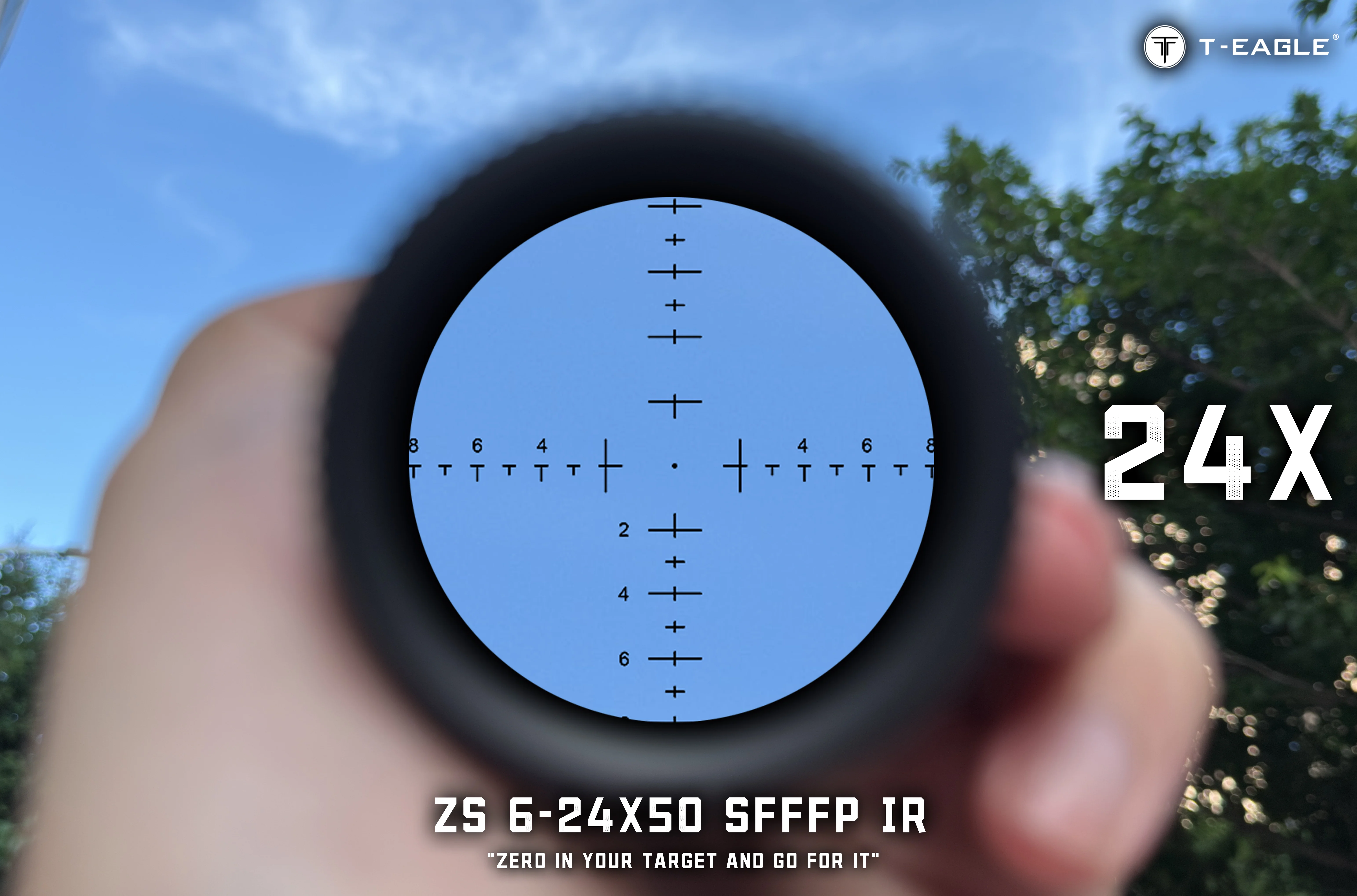 Lunette de visée T-EAGLE ZS 6-24X50 FFP IR MRAD Zero Stop + montage, image 3 sur 8