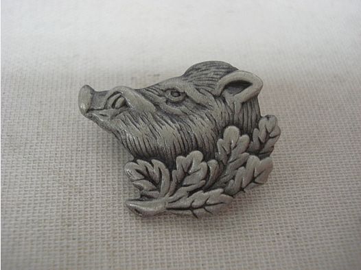 Brooch Boar - 29mm, antique silver colored