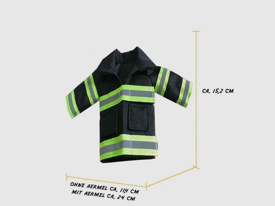 Mini Feuerwehr Jacke mit Reflektorstreifen für Bierflasche / Weinflasche / Thermosflasche