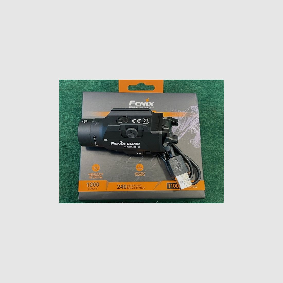 NEW !! FENIX GL23-R, FLASHLIGHT 1200LM + GREEN LASER